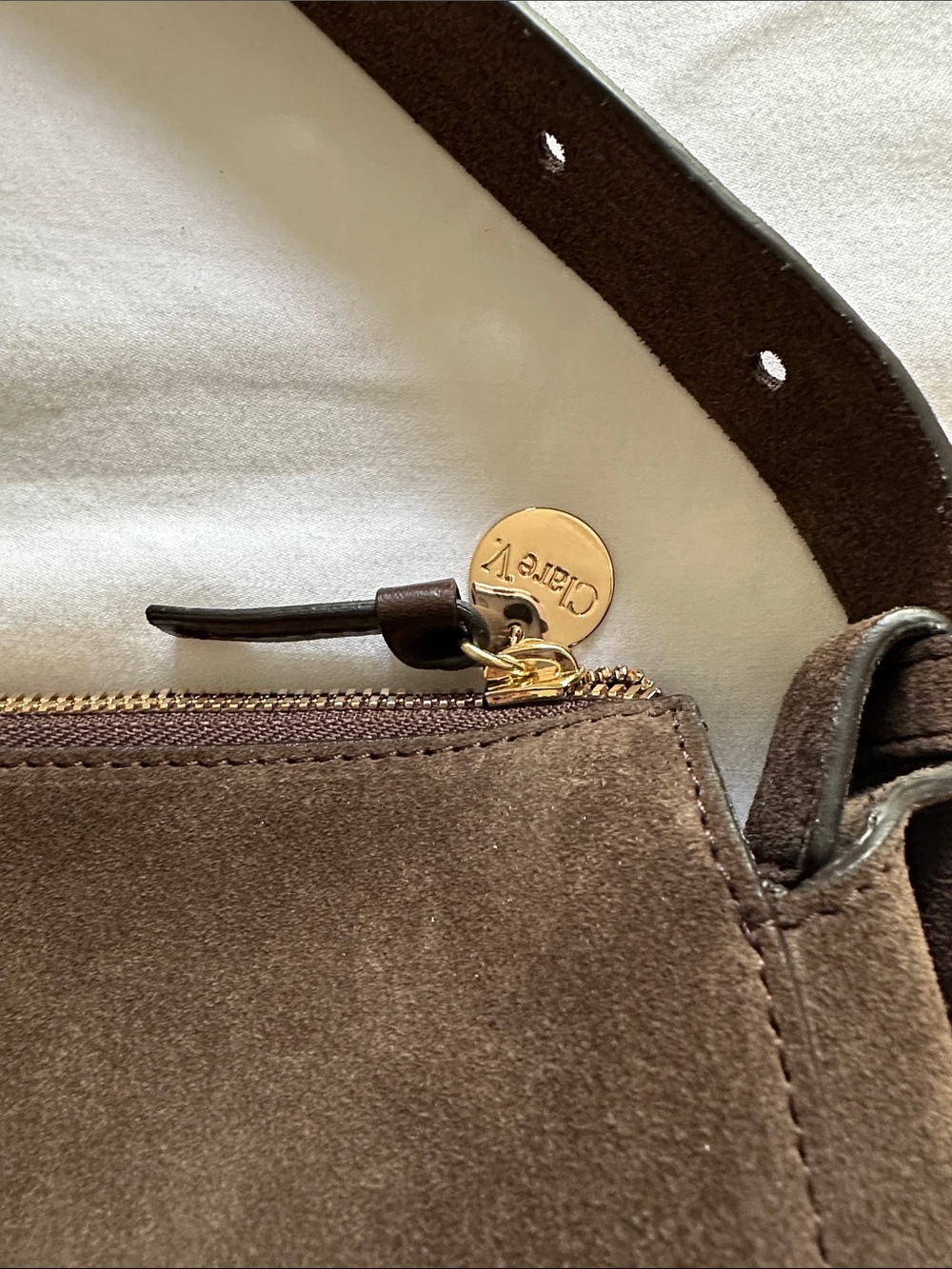 NWOT Clare V Fleurine Bag in Chocolate Suede - Picture 2 of 7